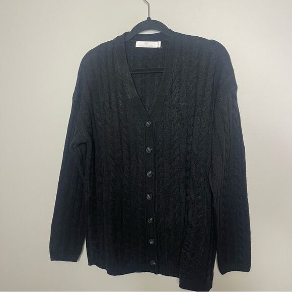 Rachel Parcell Black classic oversized black sweater cardigan NWOT XS - Picture 4 of 10